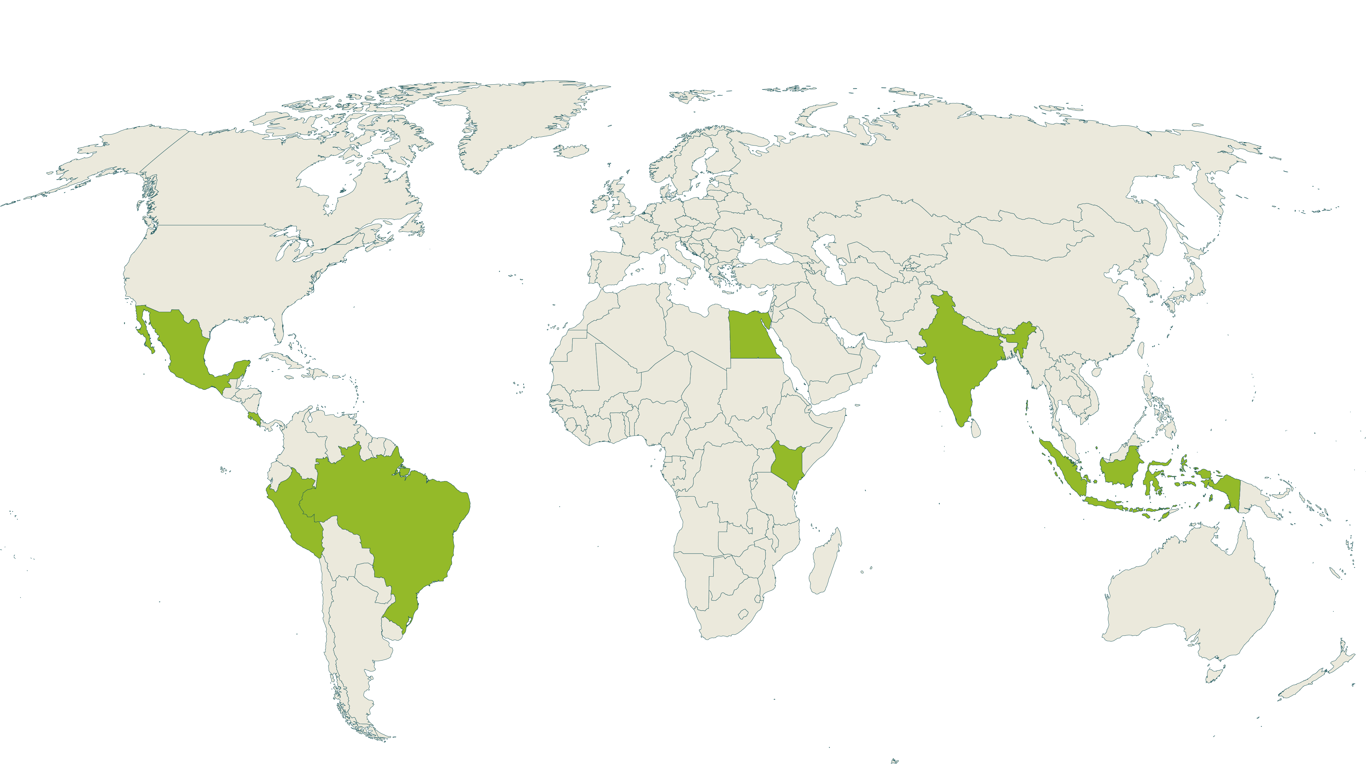 Map of current Rainforest Alliance certified vegetables farms